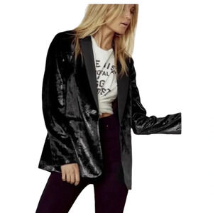 Frame Denim Black Velvet Blazer